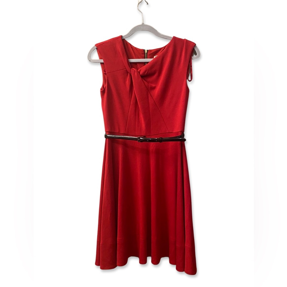 Eliza J Fit and Flare Short Sleeveless Petite Ruby Red Dress - Size 4P